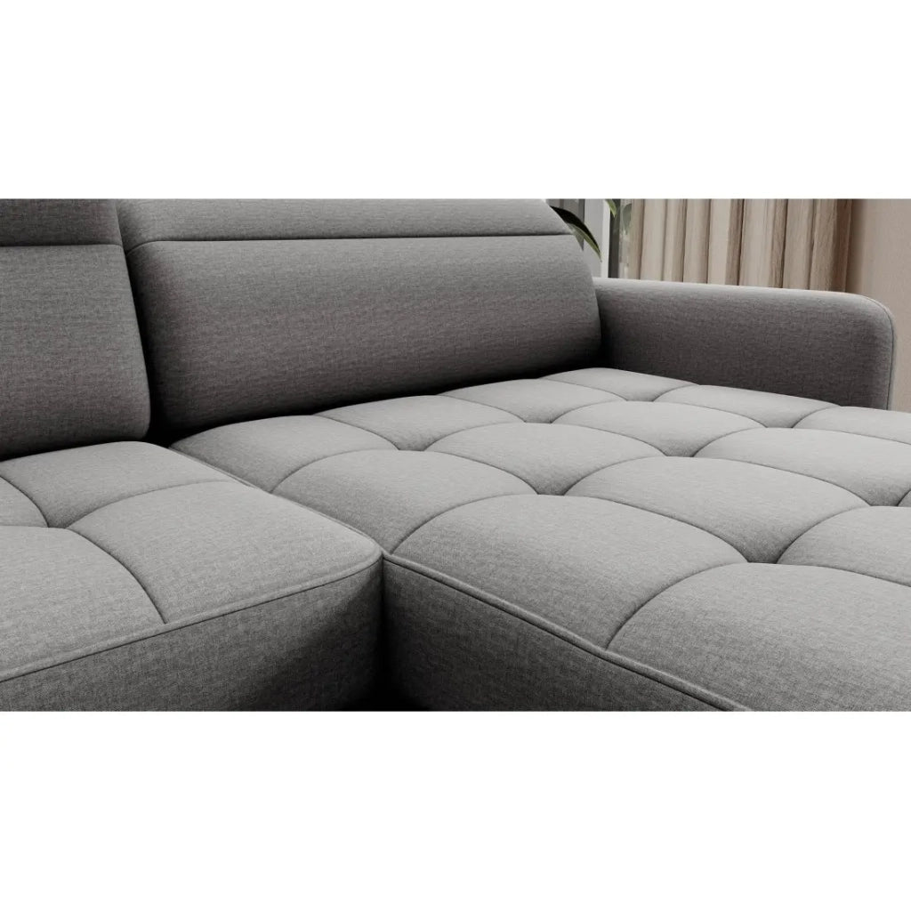 Divano ad angolo convertibile BERTHO 306 cm grigio – Angolo destro con baule