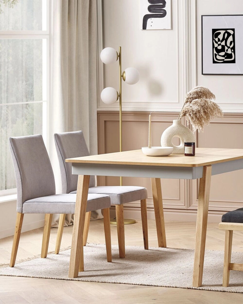 Set di 2 sedie in tessuto Imbottito grigio chiaro per soggiorno in stile scandinavo