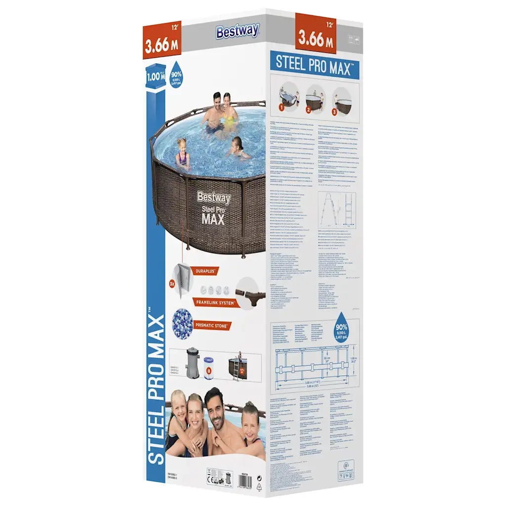 Bestway Set Piscina Rotonda Steel Pro MAX Deluxe Series 366x100 cm 92836