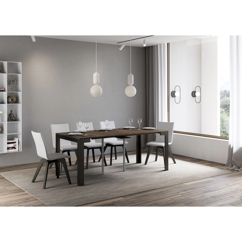 Consolle allungabile 90x40/300 cm Linea Evolution telaio Antracite - Noce