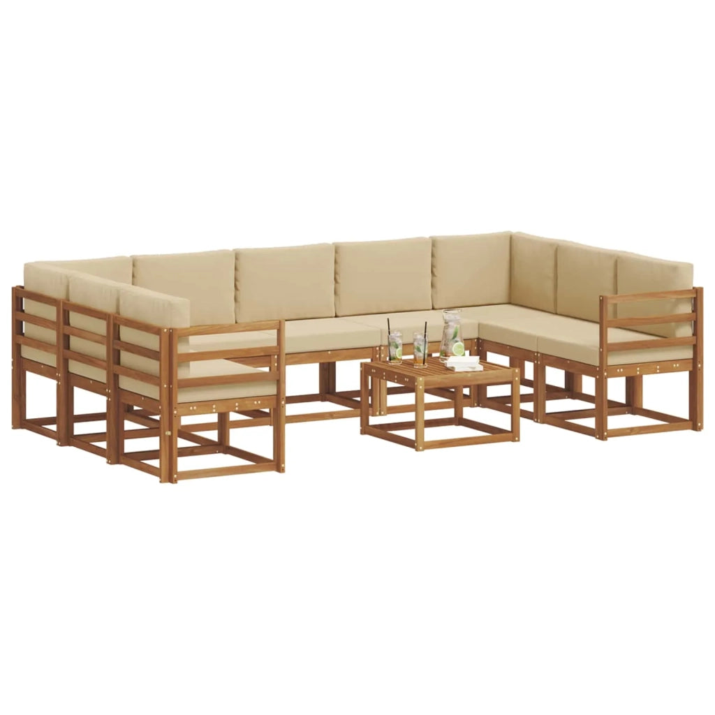 Set di divani da esterno con cuscino 10 pcs Naturale e Beige