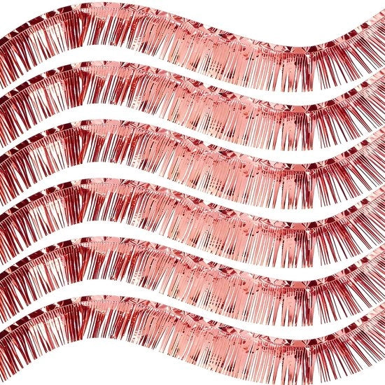 Decorazione a Sospensione a 6 Pacchi - Rosso Oro Metallic - Decorazione a Frange - Foglia - Adesiva - Decorazione a Sospensione