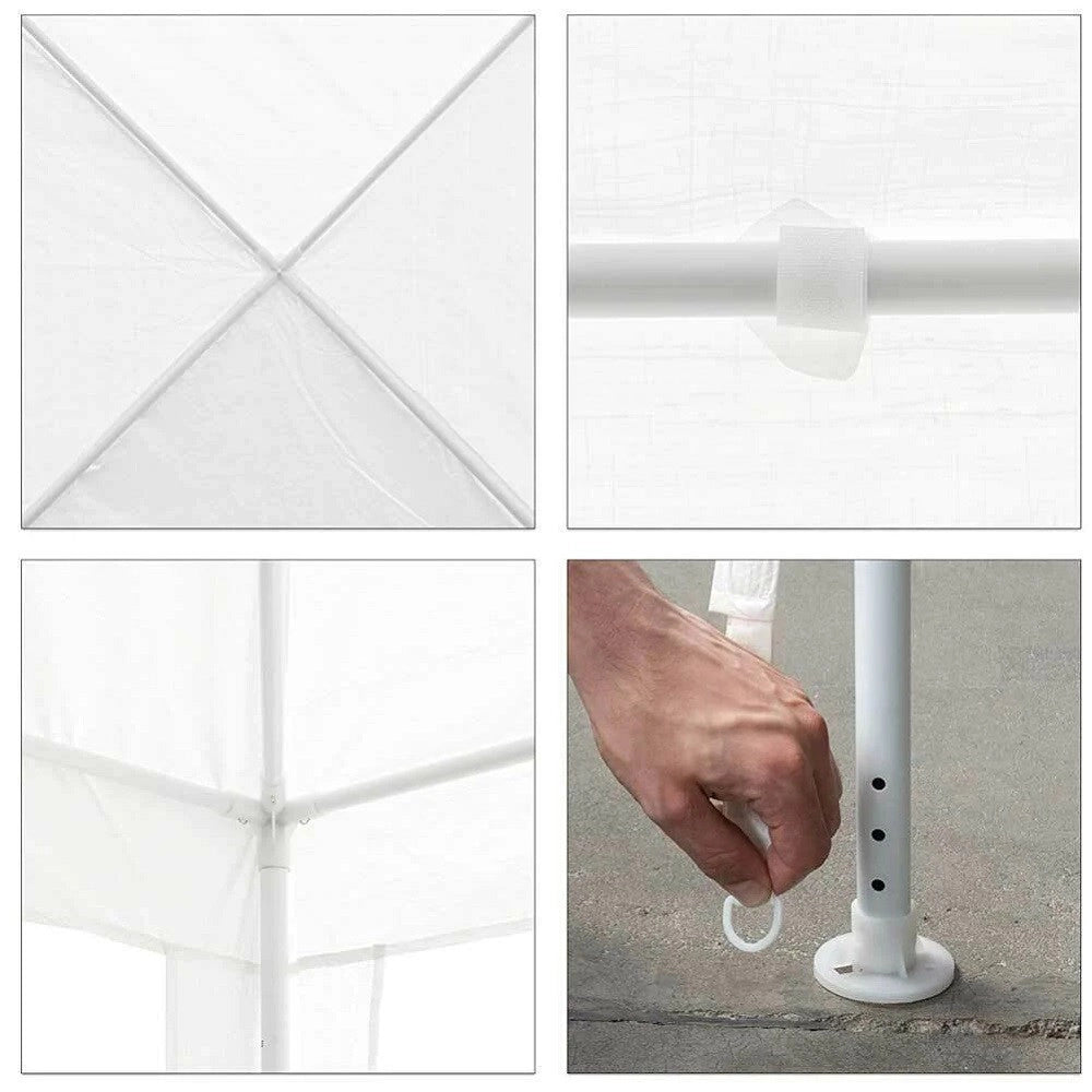 Trade Shop - Gazebo 3x3mt Tenda Esterni Arredo Giardino Tetto Antipioggia Idrorepellente Bianco -