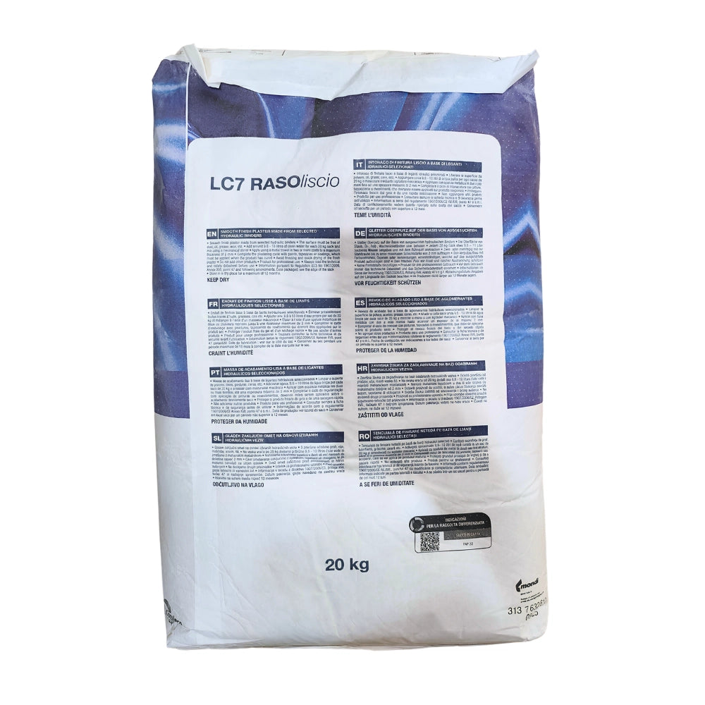 Lc7 rasoliscio intonaco finitura liscio base leganti idraulici selezionati 20 kg