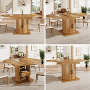 Tavolo da Pranzo Rotondo Allungabile con Cassetti ¨C MINIMAL ¨C Marrone Scuro, 118-158 cm, 6 Persone