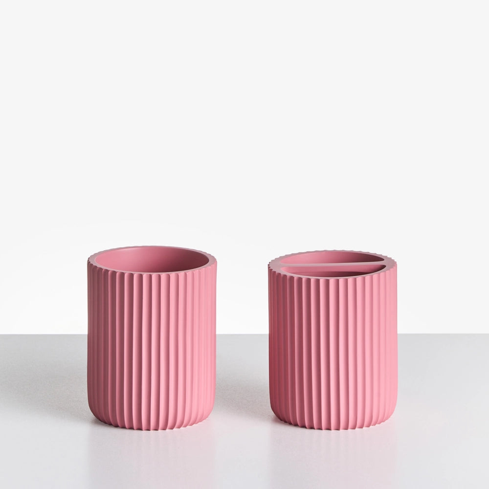 Set di 5 accessori in poliresina rosa per il bagno stile elegante semplice