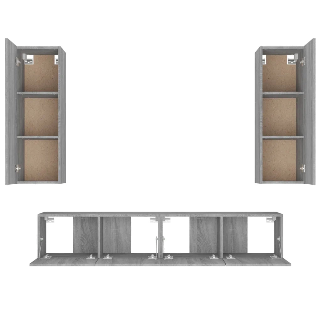 Set di Mobili Porta TV 4 pz Grigio Sonoma in Legno Multistrato 3114204