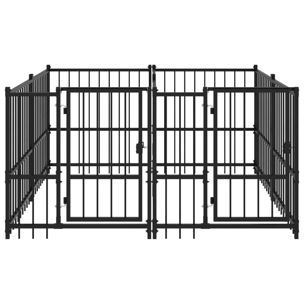 Cuccia gabbia per animali da esterno pac per cani in acciaio 3,75 m² nero 02_0041833
