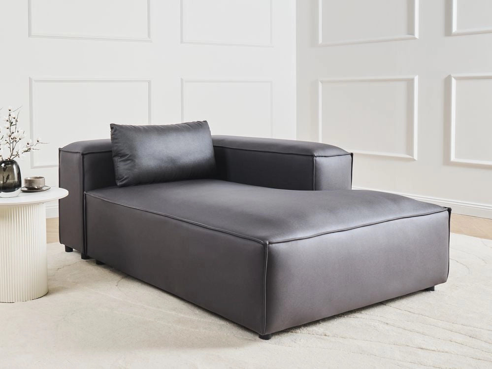 Chaise Lounge moderna lato sinistro con Rivestimento in ecopelle nero stile moderno