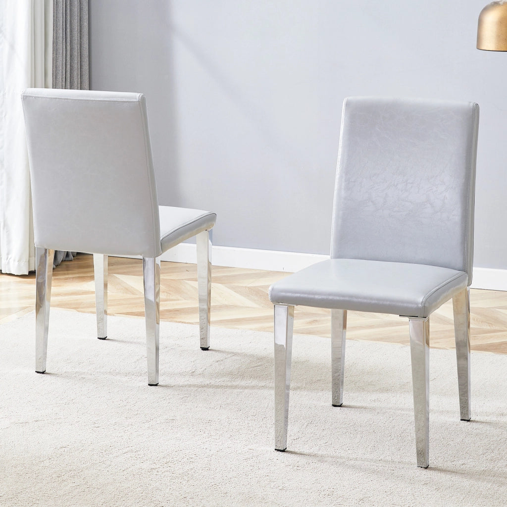 SEDIA da pranzo moderna 90 cm grigio chiaro e argento Set da 2 pezzi