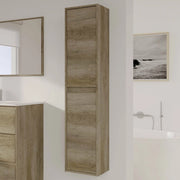 Colonna Bagno Aladin, Mobile a colonna per bagno a 2 ante, Armadio pensile sospeso, Mobiletto multiuso moderno, cm 30x26h140, Quercia