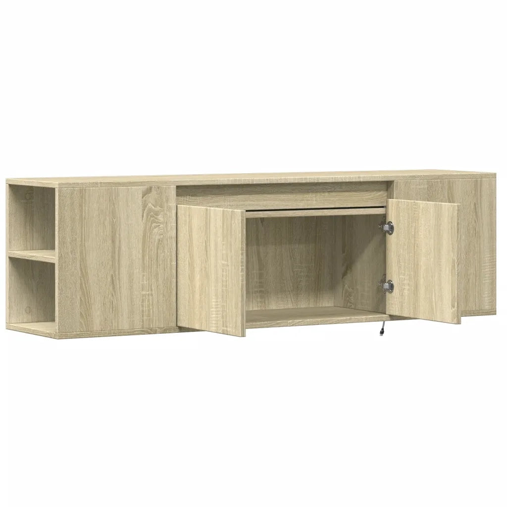 Mobile TV a Parete con Luci LED Rovere Sonoma 135x31x39,5 cm