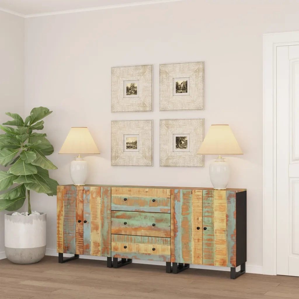 Credenze 3 pz in Legno Massello di Recupero cod mxl 23327