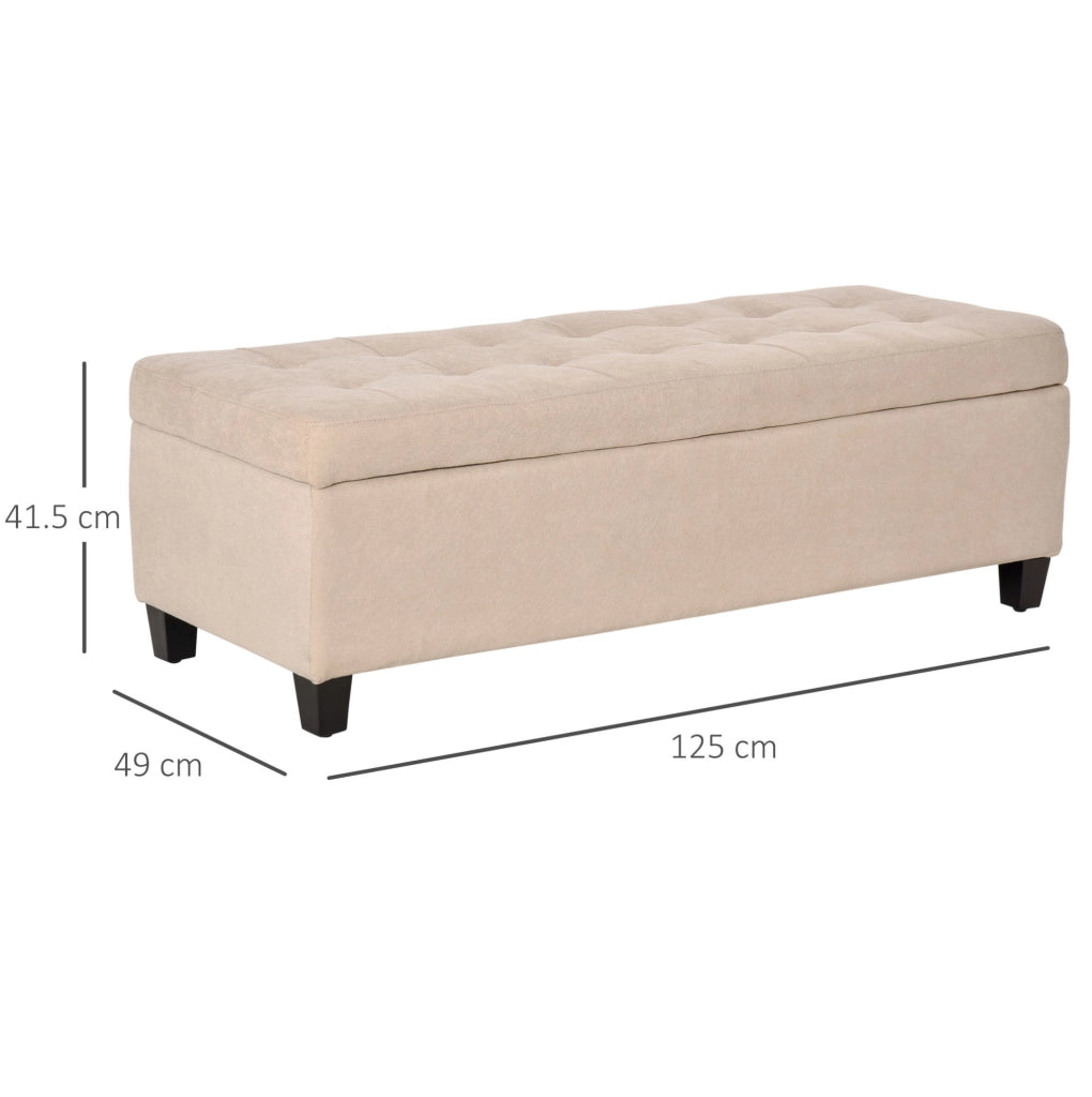 Panca imbottita contenitore beige 125 cm con coperchio