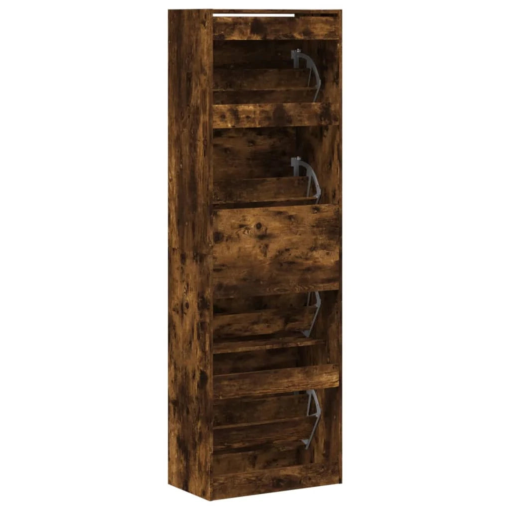 Scarpiera mobile contenitore per scarpe mobile per ingresso/corridoio/soggiorno 4 cassetti a ribalta marrone fumé 02_0021364