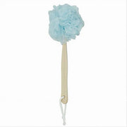 Trade Shop - Spazzola Doccia Lavaschiena Spugna Rete Azzurra Esfoliante Manico In Legno 79598 -