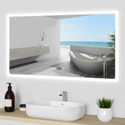 Aica Specchio da bagno a LED+160x80cm+orologio+Disappannamento+3 Temperature di Colore