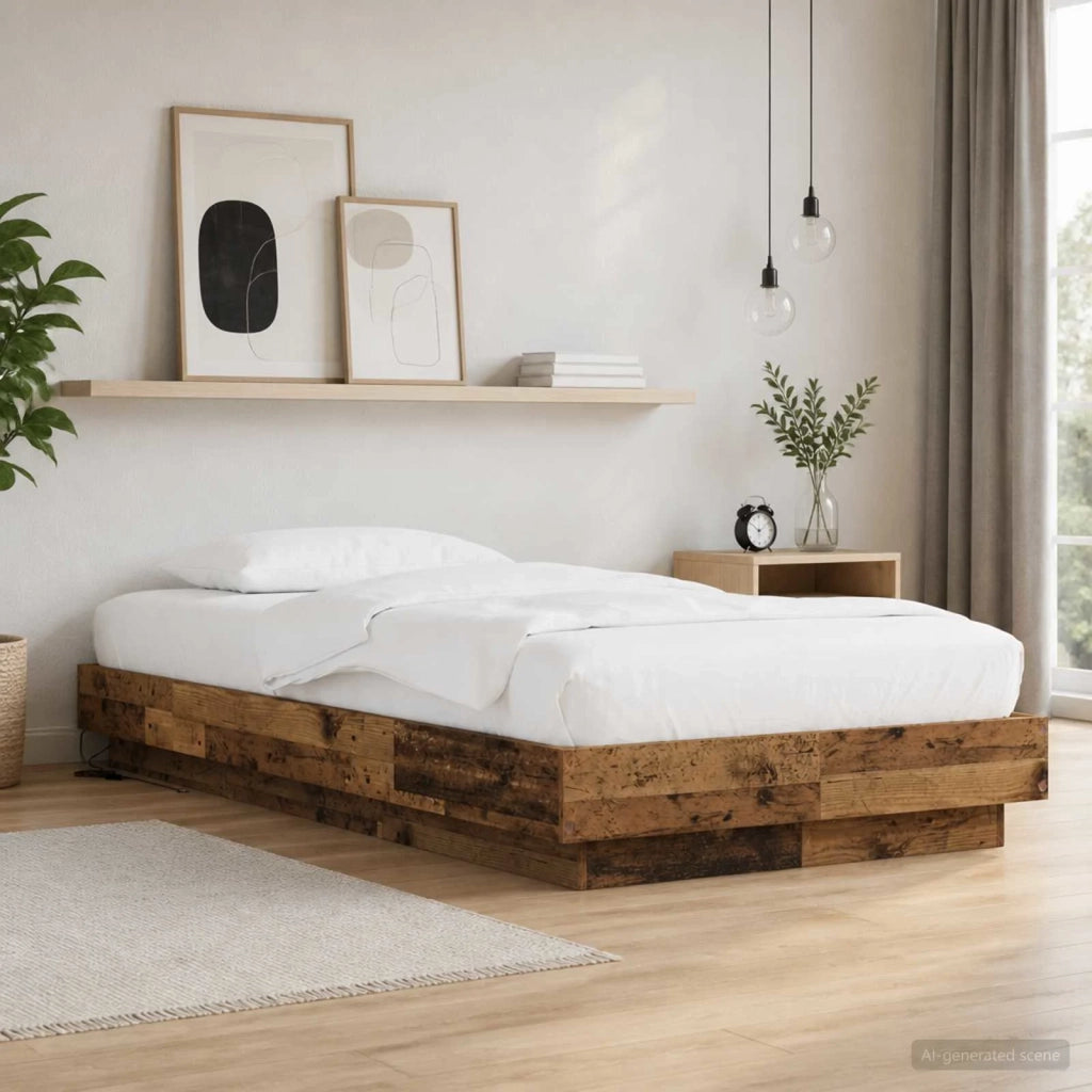 Letto con LED Legno antico 80 x 200 cm Legno ingegnerizzato 3429584
