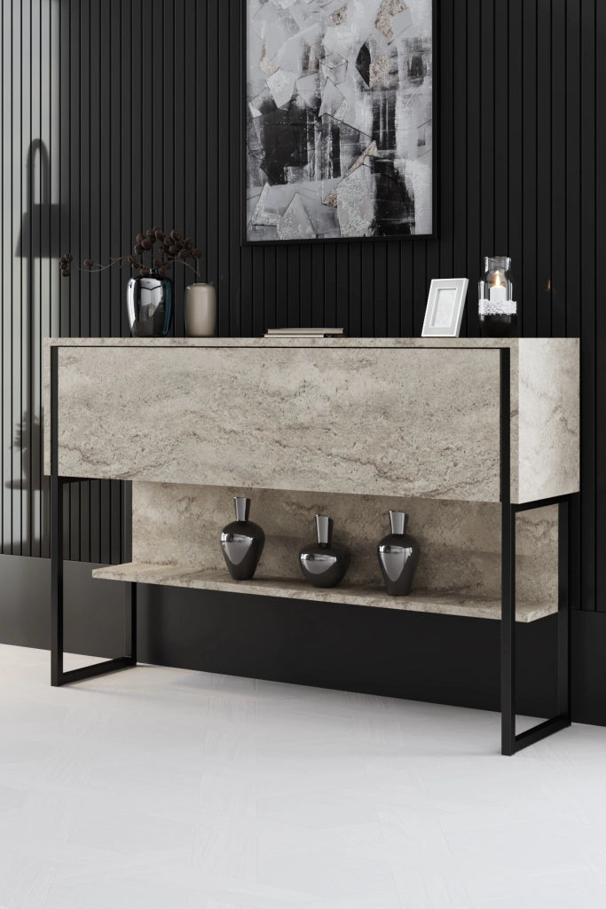 Consolle in legno "Luxe" - 120 x 30 x 80 cm - Travertino nero