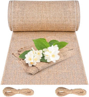 Tela da juta decorativa - 20 cm x 10 m nastro di juta 100% naturale tessuto di juta con 20 m corda di juta per decorazione di tavola rustica beige