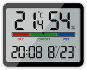 Orologio digitale per muro, grande display, data, temperatura, umidità, adatto per uso domestico e ufficio, alimentato da batterie (batterie non incluse), versione nera 2