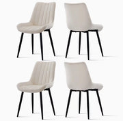 Set di Sedie da Cucina da 4 pezzi – Rivestimento in Velluto – Schienale Alto – Supporti in Metallo