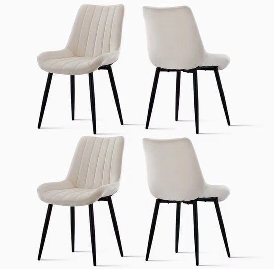 Set di Sedie da Cucina da 4 pezzi – Rivestimento in Velluto – Schienale Alto – Supporti in Metallo