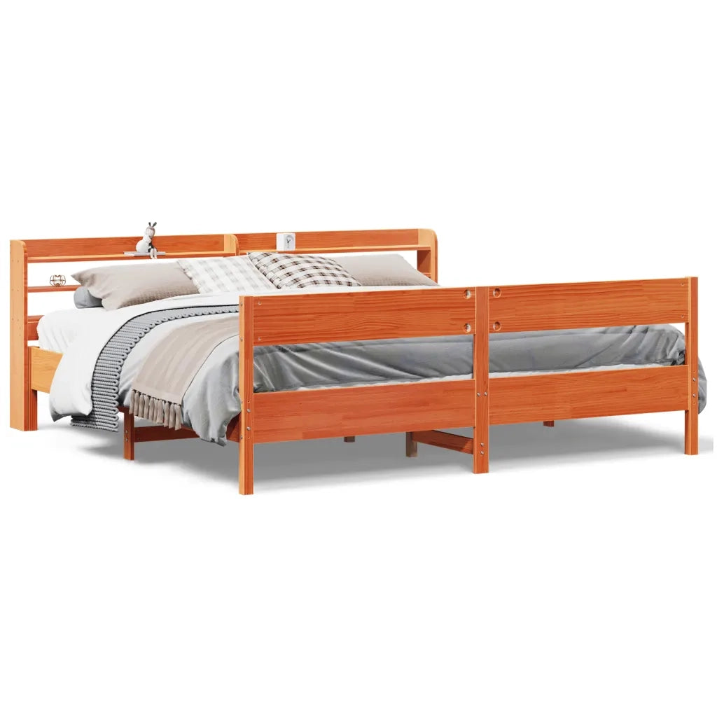 Letto senza Materasso Marrone Cera 180x200 cm in Legno di Pino 3306920
