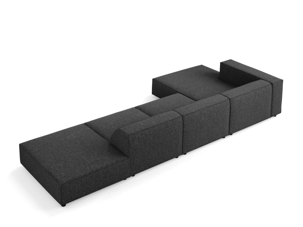 Cosmopolitan Design - Divano angolare sinistro "Arendal" 5 posti in ciniglia nero 