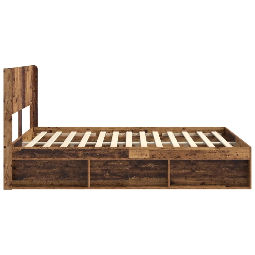 Struttura del letto con stoccaggio e testata Legno antico 3414233