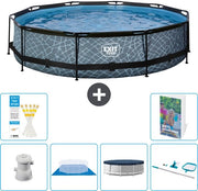 Pavimento Circolare per Piscina - 360 x 76 cm - Incluso Pompa Copertura del Fondo - Copertura - Kit di Pulizia - 7 pezzi