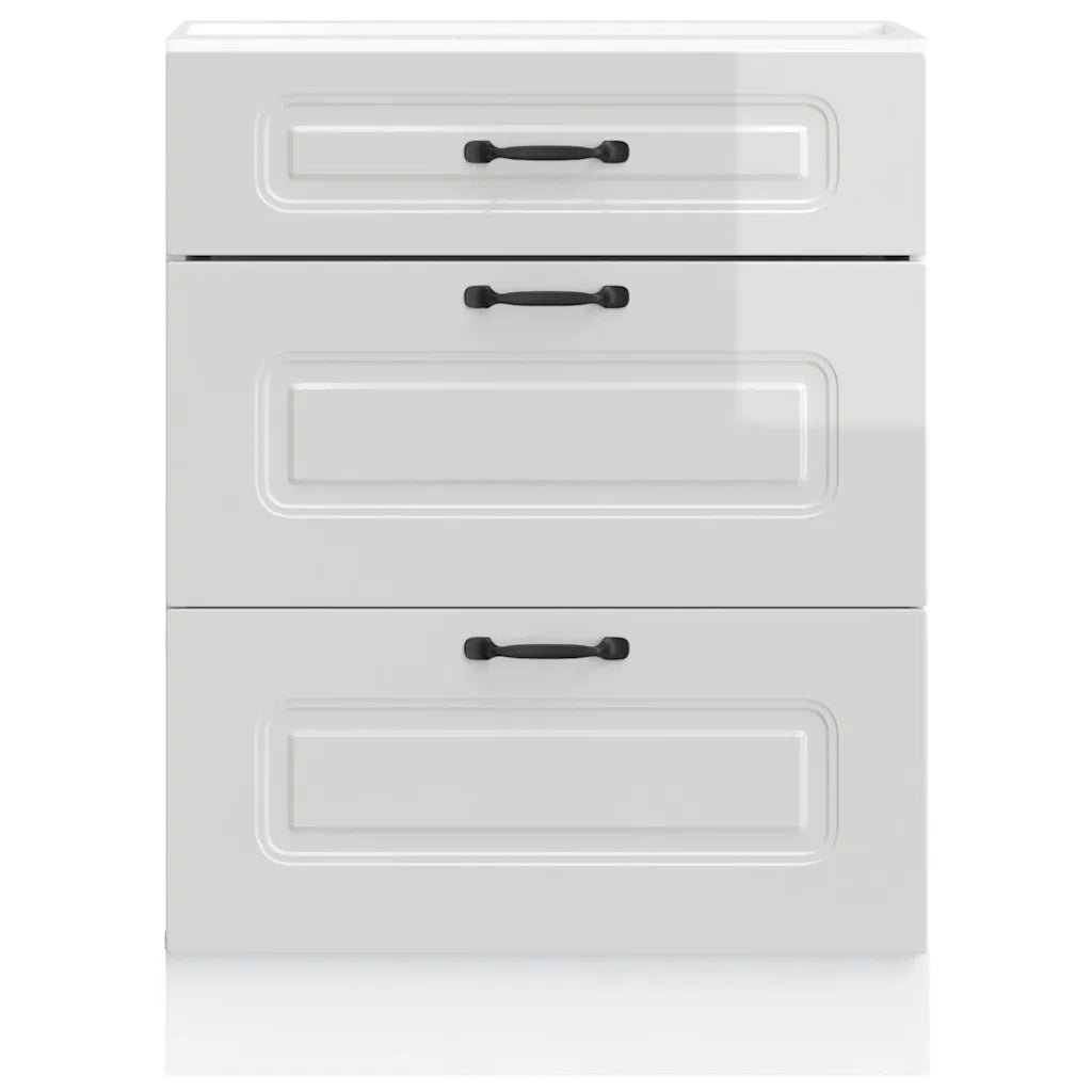 Mobiletto da cucina "Kalmar" Bianco lucido in legno ingegnerizzato 854281