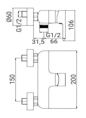 Miscelatore esterno doccia moderno cromato completo
