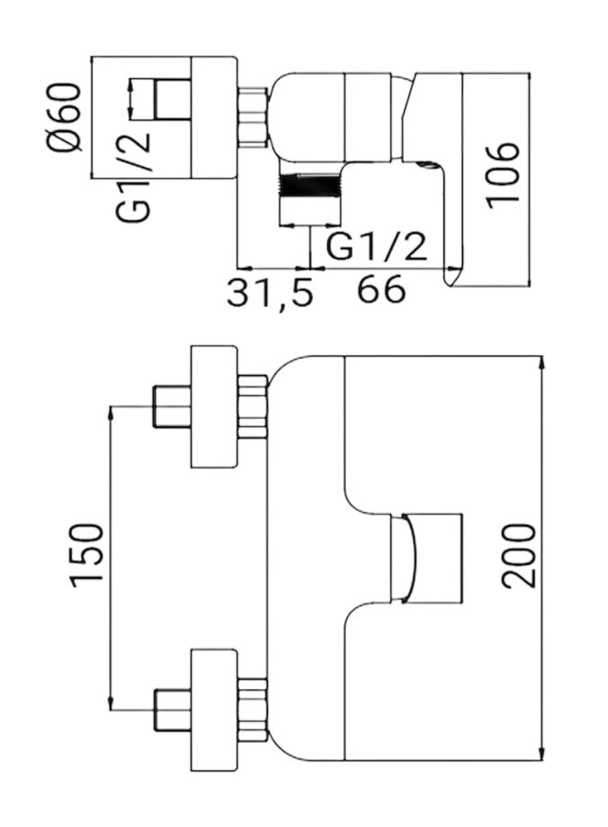 Miscelatore esterno doccia moderno cromato completo