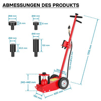 Cric pneumatico a carrello da 22 t per camion e auto Martinetto Sollevatore