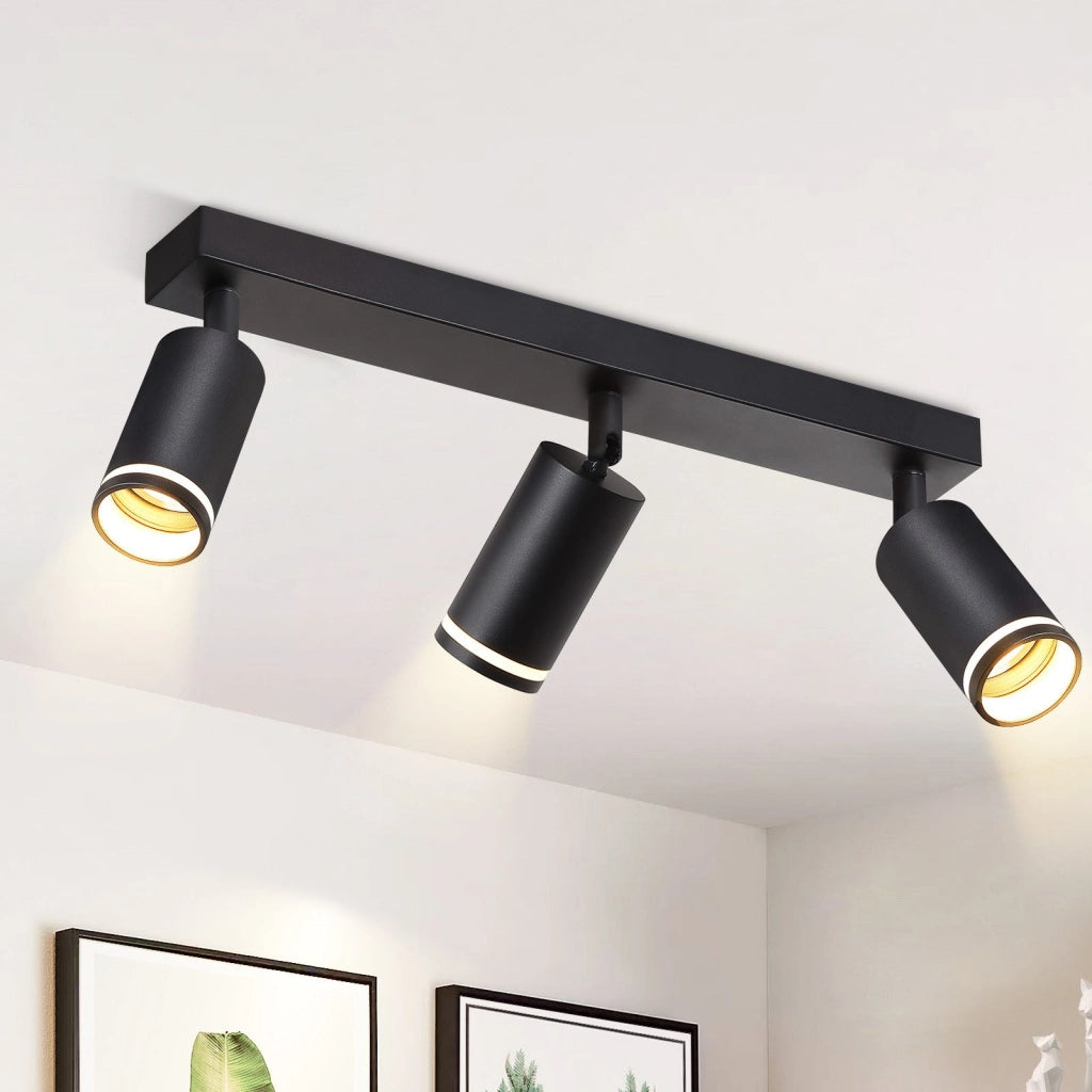 ZMH Faretto da soffitto Nero 3 Luci GU10 Orientabile da Interno in Metallo per Corridoio Soggiorno Senza Lampadine