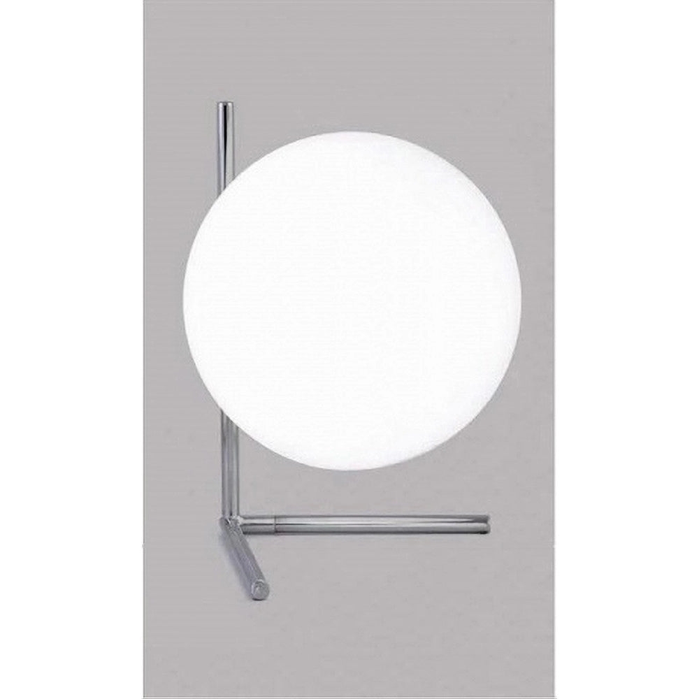 Trade Shop - Lampada Da Tavolo Scrivania Ramo Con Sfera In Vetro Luce Attacco E27 Argento 33887 -