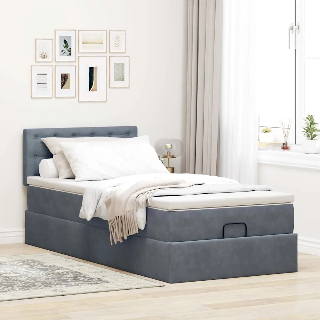 Struttura Letto Pouf con Materasso 100x200 cm Velluto 3312747