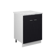 Mobiletto base per cucina Fame-Line Nero rigato/Bianco 60 cm con cassetto, PL Marmo Vicco