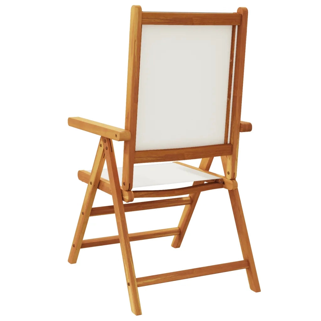 Sedie da Giardino Reclinabili 6pz Bianco Crema Tessuto e Legno 3214539
