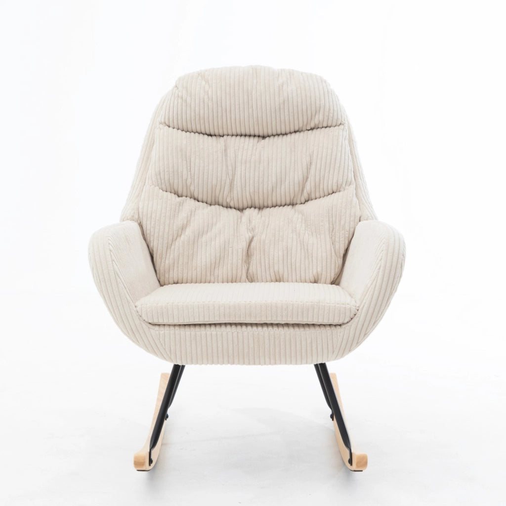 POLTRONA A DONDOLO 74x94x96 cm Beige in Velluto a Coste