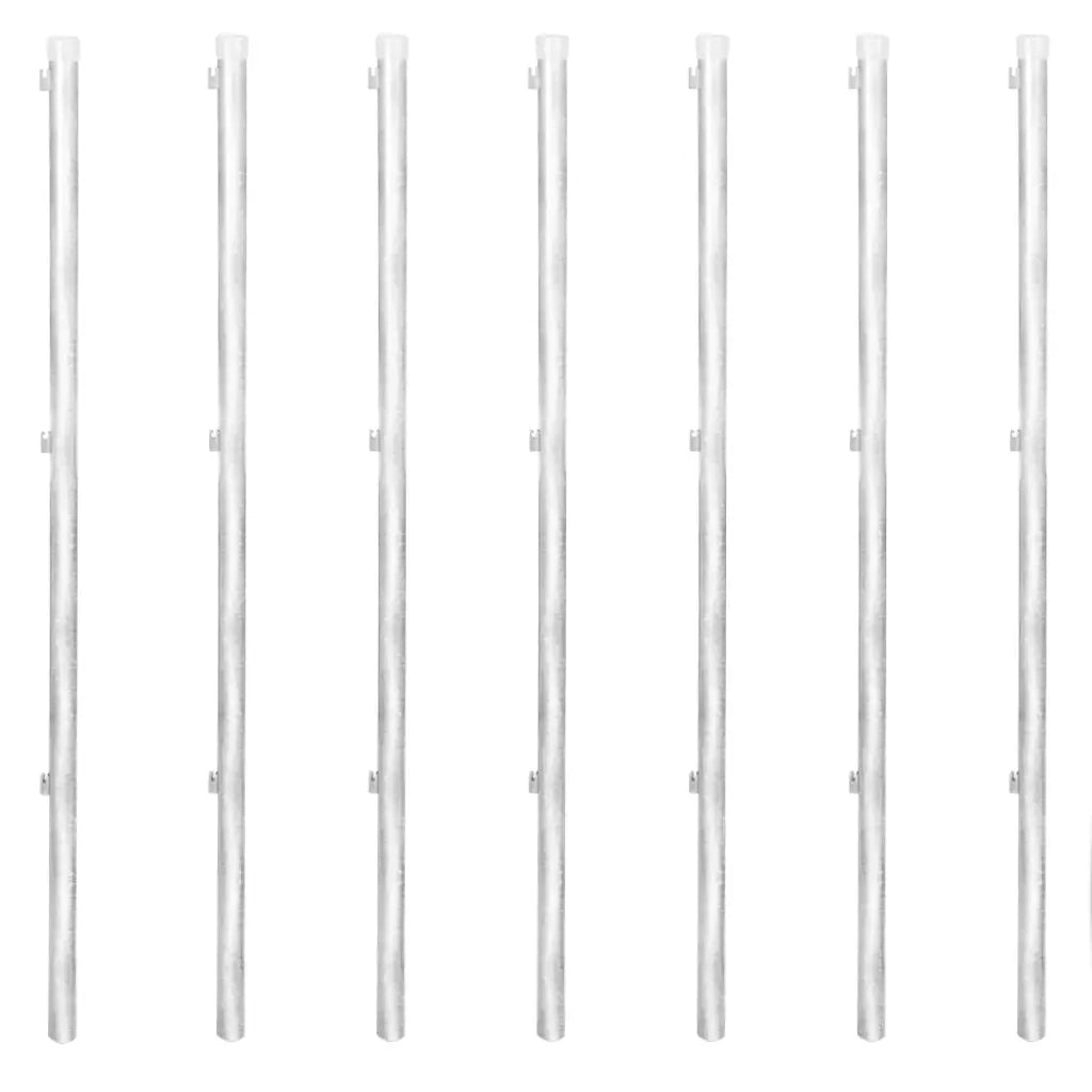 Recinzione in Rete con Pali in Acciaio Zincato 15x1 m Argento