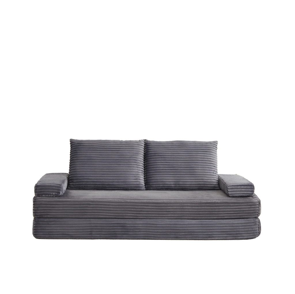 Divano modulare in velluto a coste grigio 211,5 cm