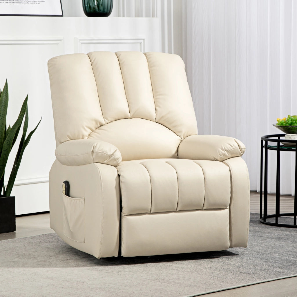Poltrona relax reclinabile elettrica con poggiapiedi e telecomando ¨C Minimal ¨C Beige 86x92x102 cm
