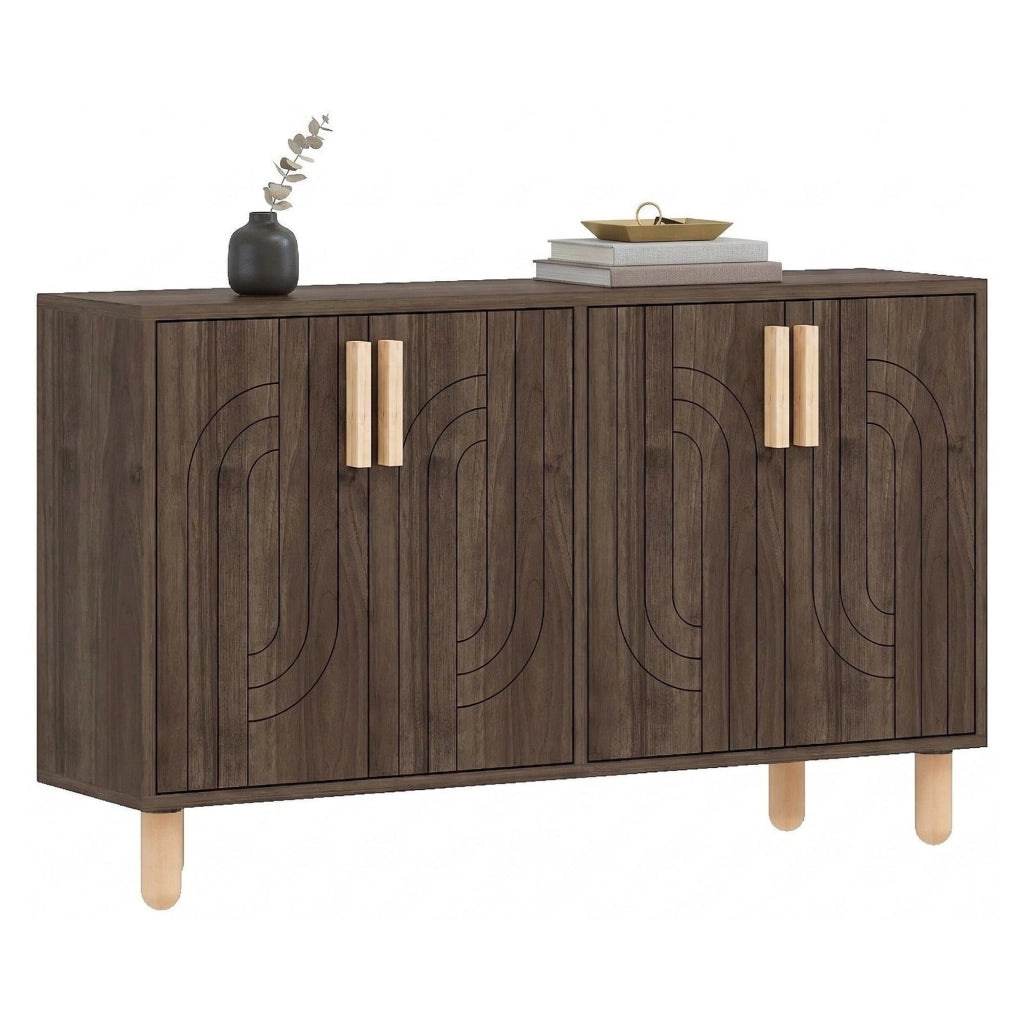 Madia Venerina, Credenza 2 Ripiani, 120x30x74h cm Marrone Noce