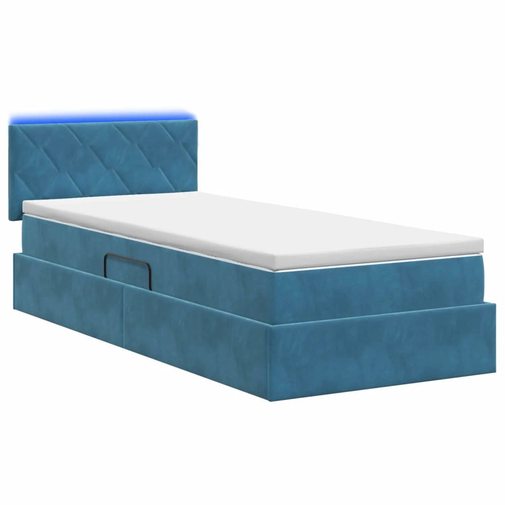 Letto con contenitore LED e materasso Blu Scuro 100 x 200 cm 3459292