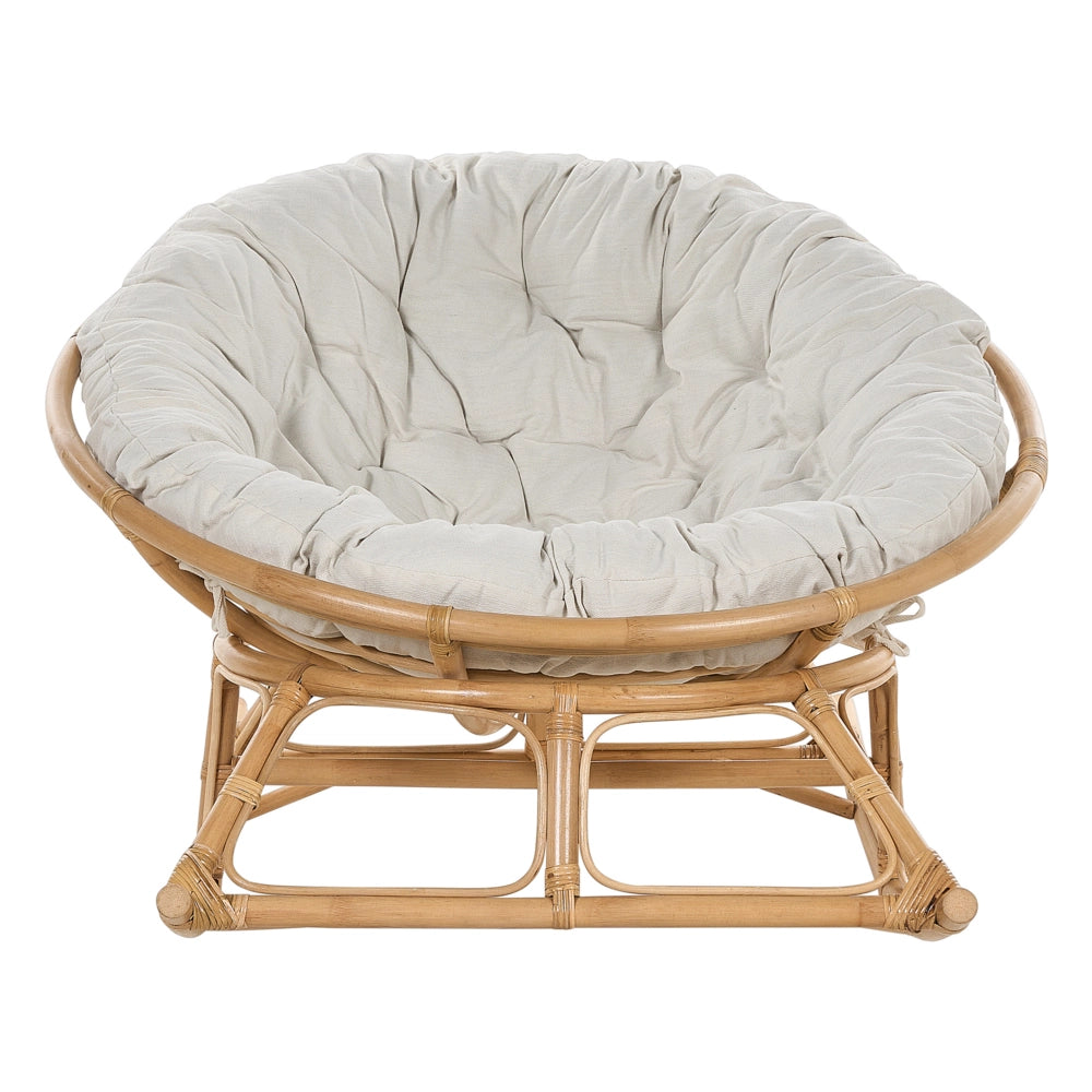 Set di 2 sedie a dondolo in rattan beige chiaro cuscini  tessuto cotone media resistenza per interni esterni naturali giardino patio balcone
