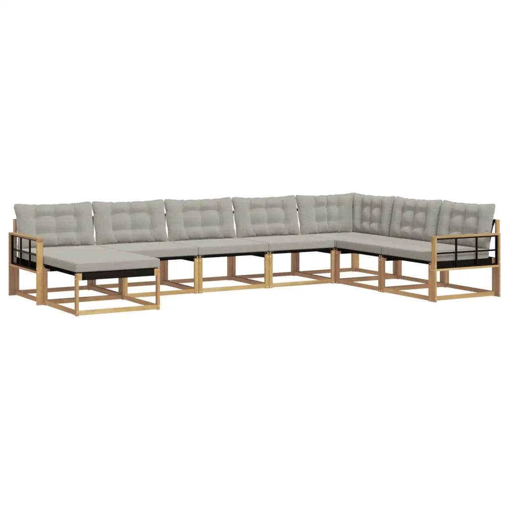 Set di divani da esterno 8 pz Bianco e Grigio Chiaro 3388977