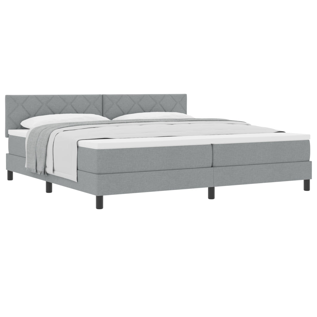 Letto Box Spring con Materasso Grigio Chiaro 200x200 cm Tessuto