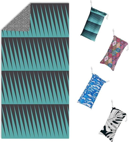 Strandhanddoek Plus - Grande asciugamano di microfibra 90 x 180 cm | sabbia libero & ultraleggero | rapidamente asciutto | asciugamano da spiaggia con tasca e chiusura a bottone | asciugamano da bagno & asciugamano da viaggio